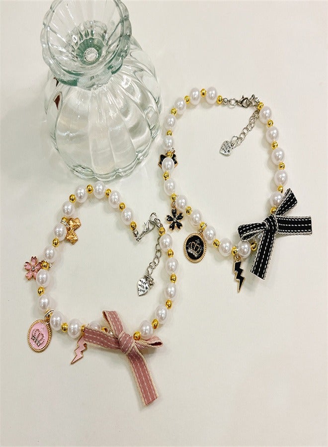 Generic Dog Pearl Choker Necklaces Bow Necklaces Cat Necklace Animal Choker Cat Pearl Necklace Pet Necklace Jewelry for Small Dogs Puppy - Image 4