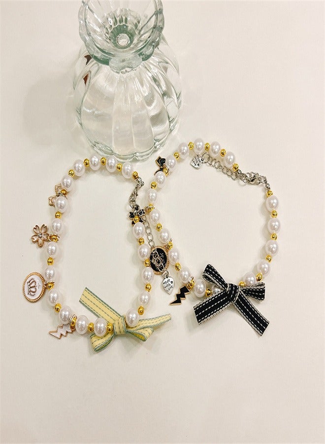 Generic Dog Pearl Choker Necklaces Bow Necklaces Cat Necklace Animal Choker Cat Pearl Necklace Pet Necklace Jewelry for Small Dogs Puppy - Image 5
