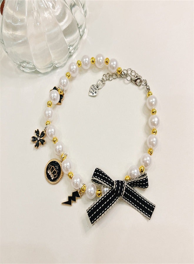Generic Dog Pearl Choker Necklaces Bow Necklaces Cat Necklace Animal Choker Cat Pearl Necklace Pet Necklace Jewelry for Small Dogs Puppy - Image 3