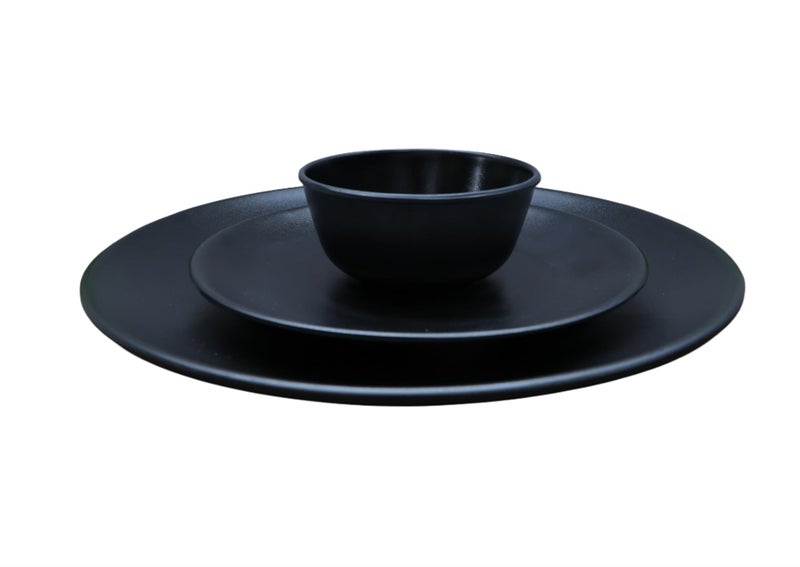 Amar Industries Melamine Dinner Set, Elegant, Unabreakable, Matte Black Spiral Design, Full Plates, Half Plates with Bowl (Set of 3) - Image 4