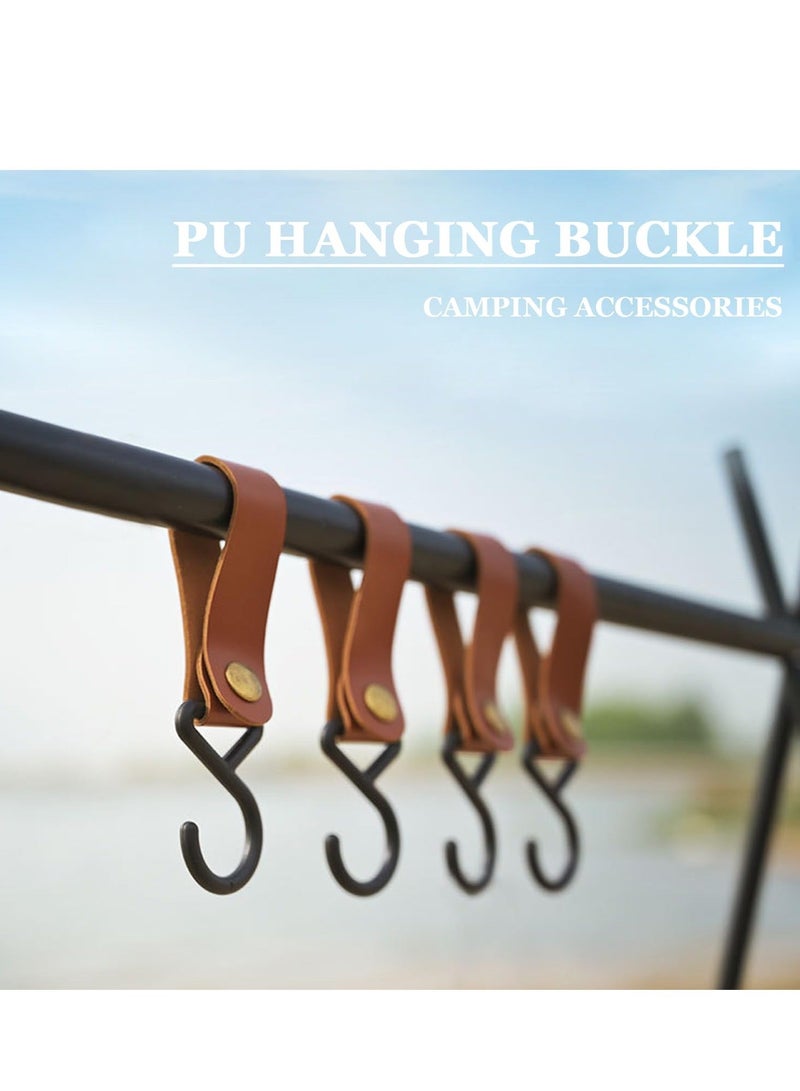 8 Pcs Leather S Hooks Leather Hook, S Shaped Hooks Coat Hook Leather Hooks Leather s Hooks Brown s Hooks Kitchen Hooks for Outdoor Picnic Hanging Pots Pans Utensils  - Image 4
