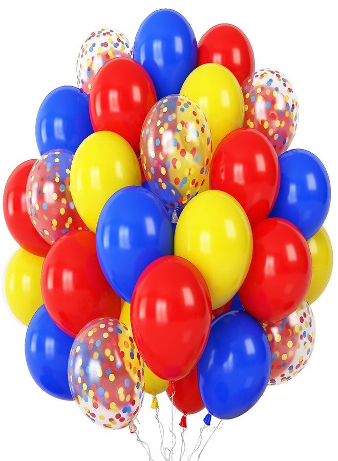 Togvu Balloons Red Blue Yellow, 12 Inch Primary Color Helium Balloons with Confetti Latex Balloons Carnival Circus Birthday Party Balloons for Kids Boys Baby Shower Wedding Toy Party Decoration Supplies - Image 1
