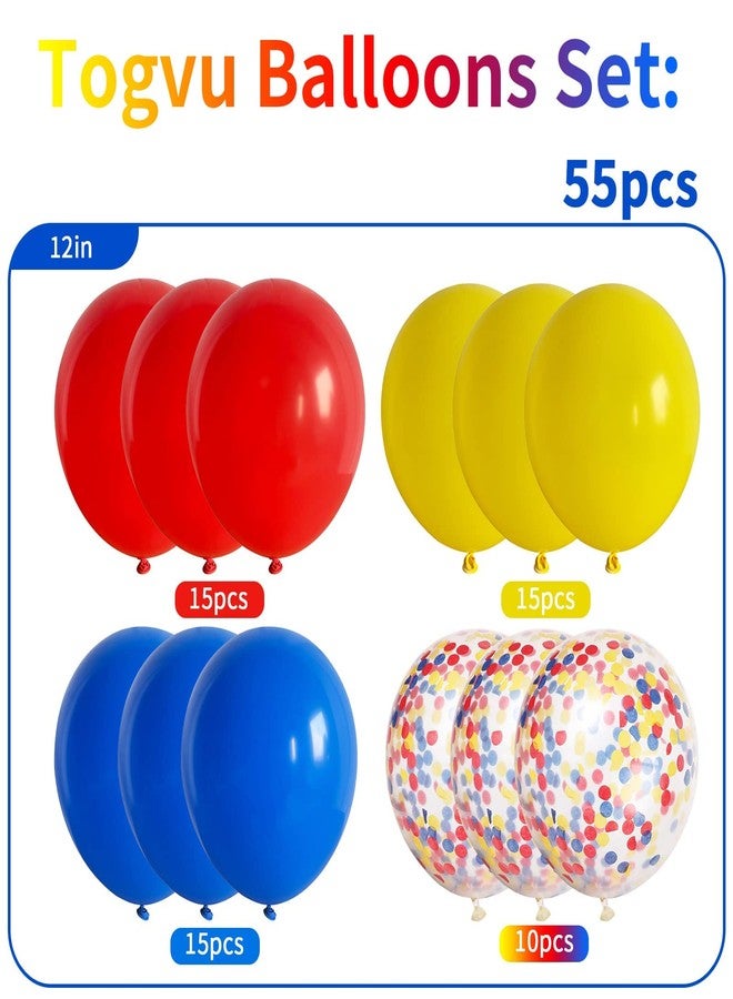 Togvu Balloons Red Blue Yellow, 12 Inch Primary Color Helium Balloons with Confetti Latex Balloons Carnival Circus Birthday Party Balloons for Kids Boys Baby Shower Wedding Toy Party Decoration Supplies - Image 2