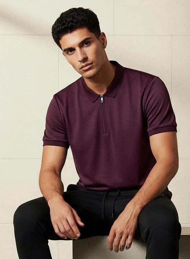 سبلاش فيڤ Men Short Sleeves Textured Polo T-shirt