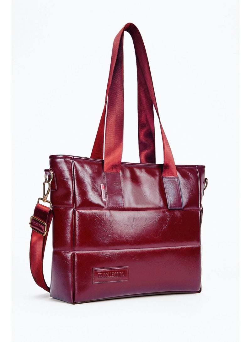 B.S COLLECTION Soft Leather B.S bag tote bag and shoulder bag for girls - Burgundy - Image 2