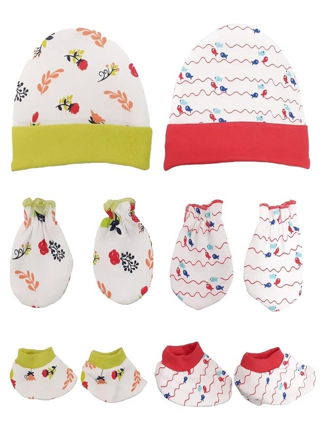 Obbi New Born Baby Cotton Cap 0-3 Months(Pack of 2) Multicolour - Image 5