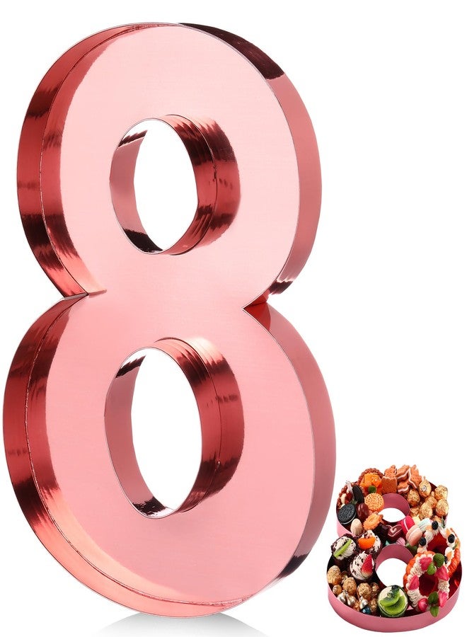Mifoci 13.7" Cardboard Number for Charcuterie Photo Booth Props Birthday Party Anniversary Fillable Paper Mache Cupcake Chocolate Candy(Number 8,Rose Gold) - Image 1