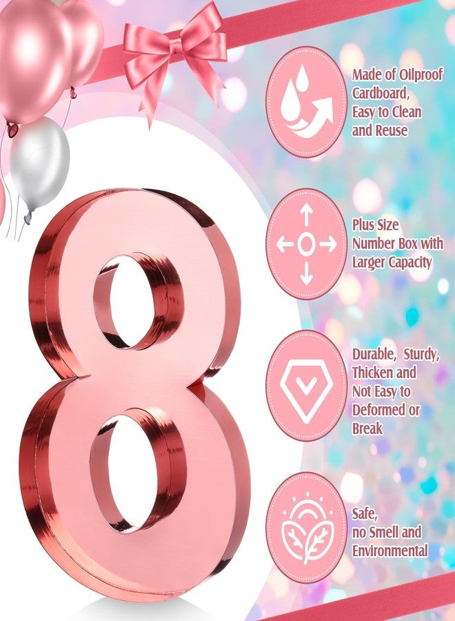 Mifoci 13.7" Cardboard Number for Charcuterie Photo Booth Props Birthday Party Anniversary Fillable Paper Mache Cupcake Chocolate Candy(Number 8,Rose Gold) - Image 3