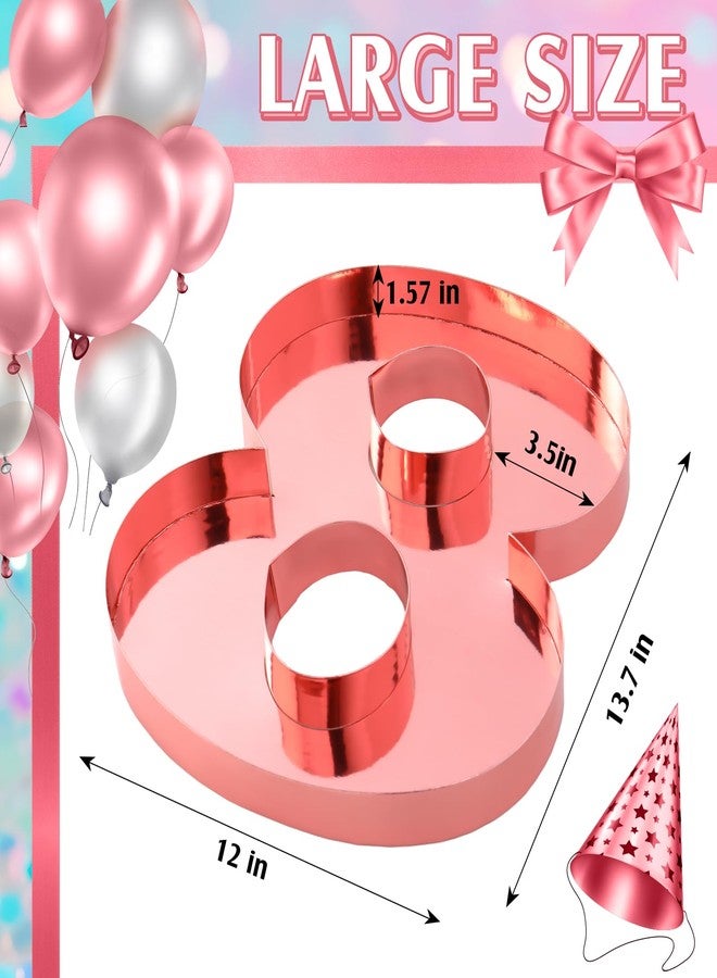 Mifoci 13.7" Cardboard Number for Charcuterie Photo Booth Props Birthday Party Anniversary Fillable Paper Mache Cupcake Chocolate Candy(Number 8,Rose Gold) - Image 2