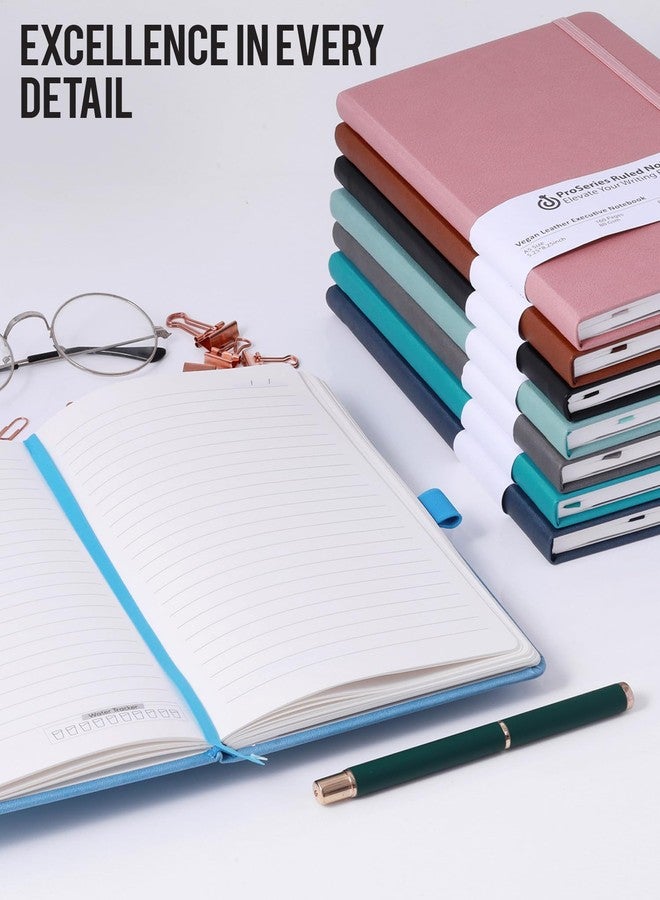 DOODLE Pack of 5 A5 Executive PU Leather Hardbound Notebook Diary for Men & Women | Professional Office Journal with Elastic Band, Ribbon Bookmark & Pen Loop | 160 Pages, 80 GSM Premium Paper | Corporate, Business & Personal Use | Black - Image 4