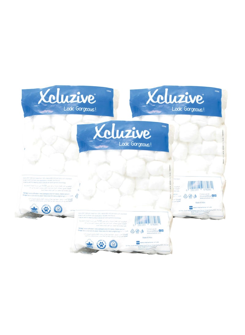 Xcluzive Xcluzive Cotton Balls 100'S x 3 Value Pack  - Image 2