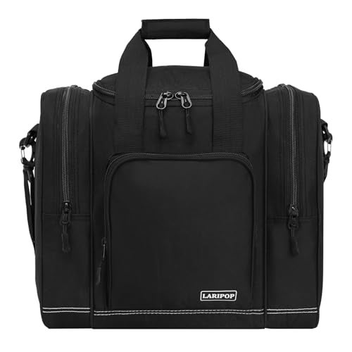 LARIPOP Bowling Ball Bag - Single Ball Tote with Padded Holder - Fits Shoes up to Men's Size 14 - Black - Image 1