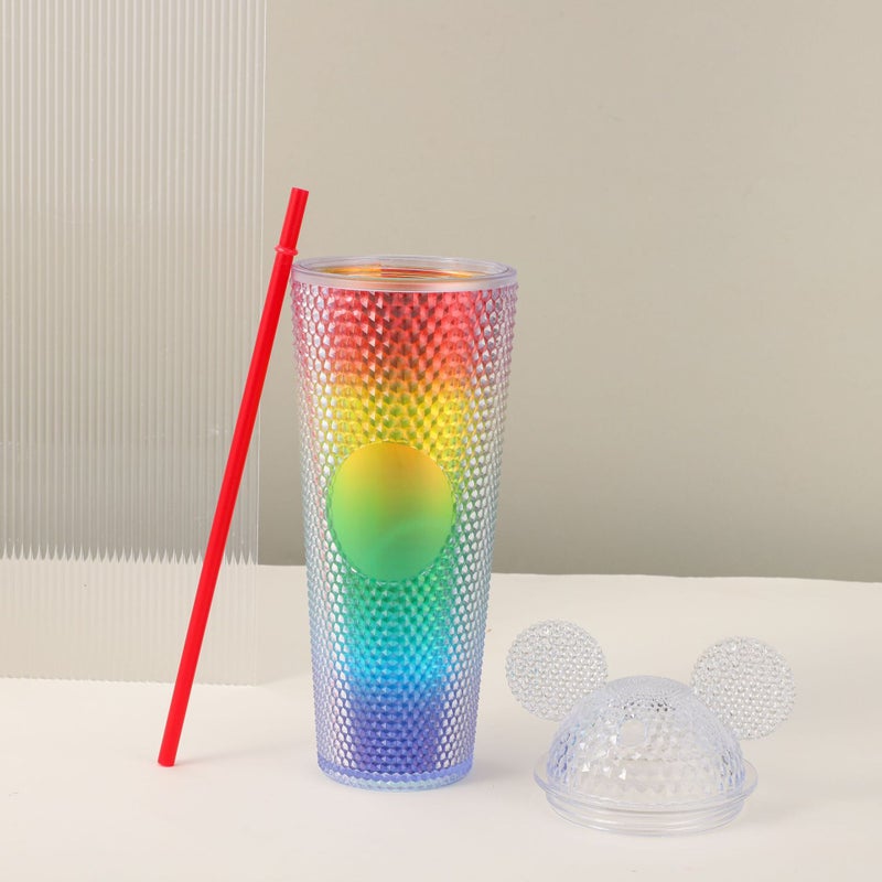 Supply Double-Layer Plastic Pipette Cup Large Capacity Creative Hand Cup Electroplating Colorful Double-Layer Fish Scale Durian Cup - Image 5
