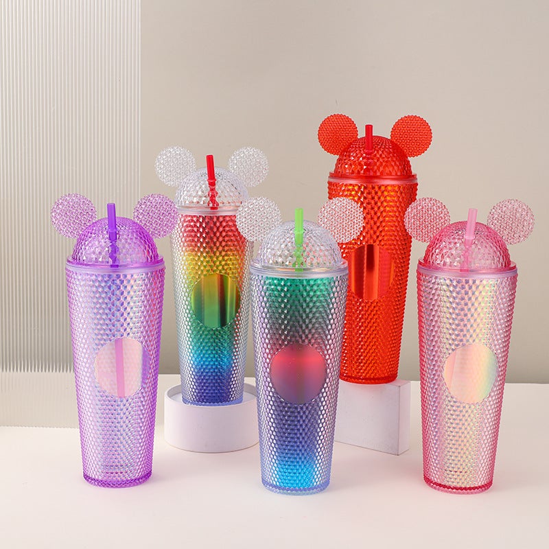 Supply Double-Layer Plastic Pipette Cup Large Capacity Creative Hand Cup Electroplating Colorful Double-Layer Fish Scale Durian Cup - Image 3