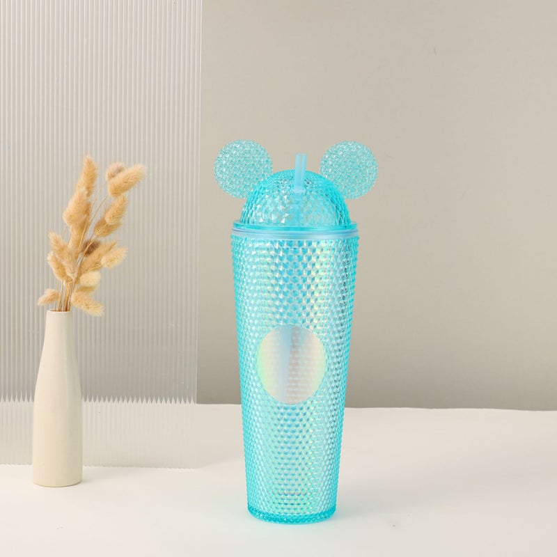 Supply Double-Layer Plastic Pipette Cup Large Capacity Creative Hand Cup Electroplating Colorful Double-Layer Fish Scale Durian Cup - Image 1