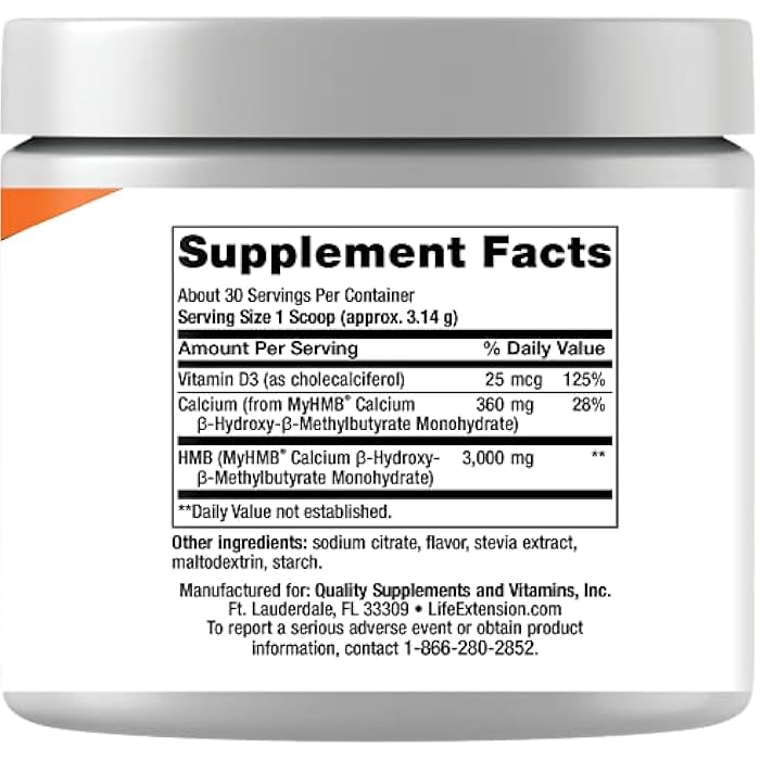 Life Extension Wellness Code® Muscle Strength & Restore Formula, Vitamin D3, ß-Hydroxy-ß-Methylbutyrate Monohydrate (HMB), Muscle Health, Gluten Free, Non-GMO, 94.2 g - Image 2