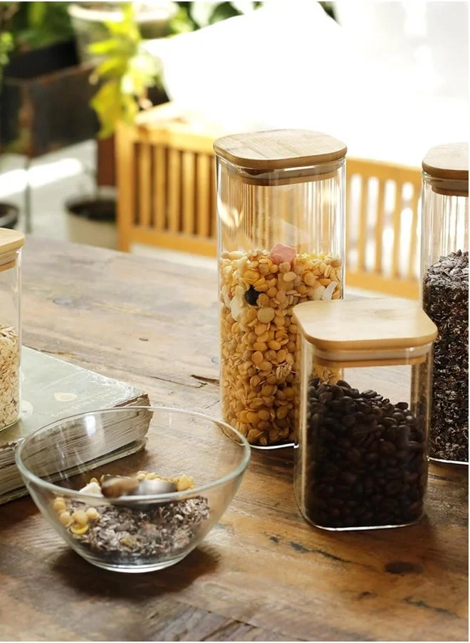 1Chase Borosilicate Glass Storage Jars with Bamboo Lids (Set of 8)