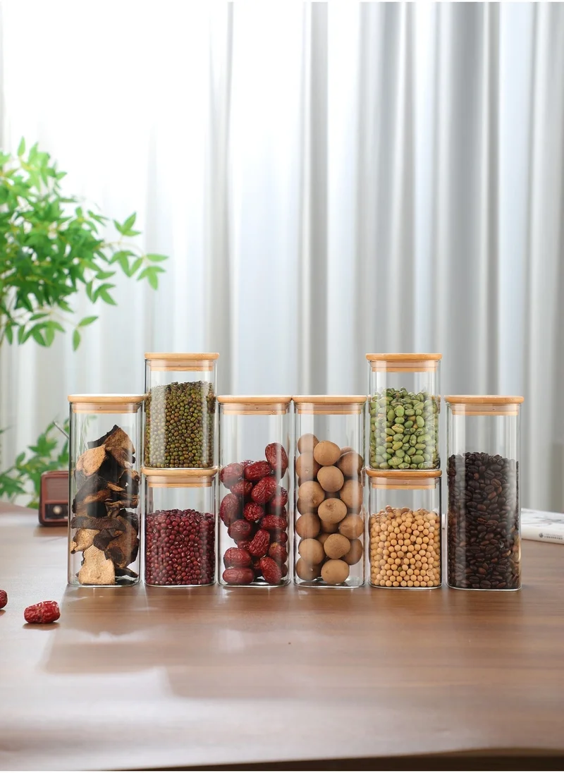 1Chase Borosilicate Glass Storage Jars with Bamboo Lids (Set of 8)