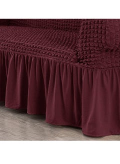 Arabest Elastic Sofa Cover with Skirt,Stretch Sofa Slipcover Furniture Protector Washable Soft Couch Cover for Living Room Elastic Fabric Sofa Cover with Skirt, For Living Room Bed Room For one seater sofa(wine red)  - Image 4