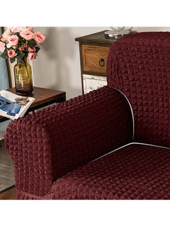 Arabest Elastic Sofa Cover with Skirt,Stretch Sofa Slipcover Furniture Protector Washable Soft Couch Cover for Living Room Elastic Fabric Sofa Cover with Skirt, For Living Room Bed Room For one seater sofa(wine red)  - Image 5