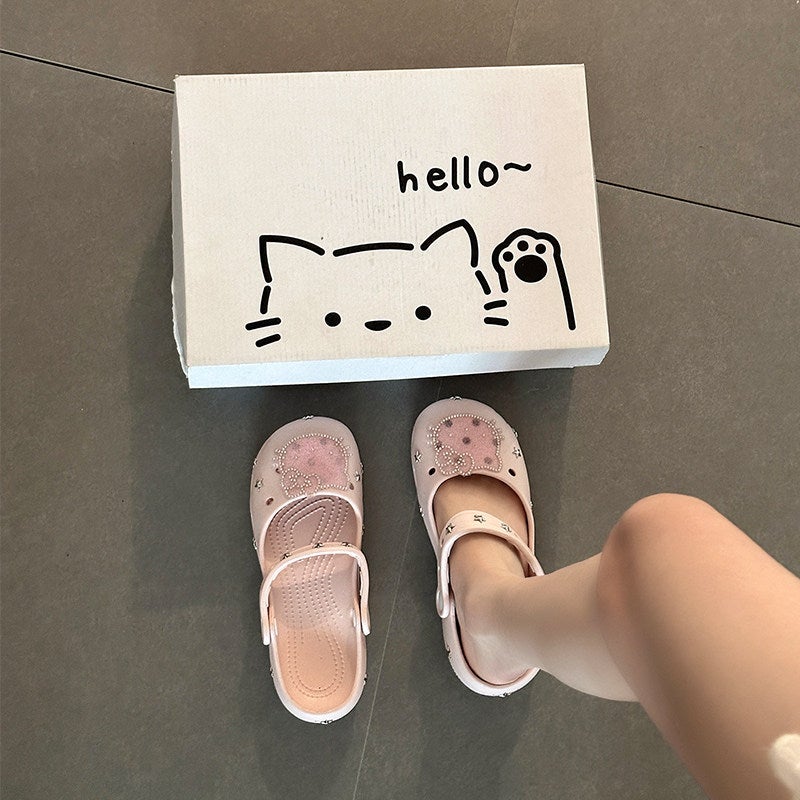Women's Cute Cartoon Cat Pattern EVA Platform Slides - Image 1