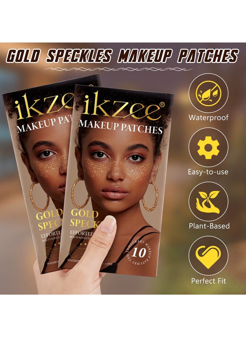 IKZEE 10Pcs Makeup Patches Gold Glitter Freckles for Face Glow Up Makeup Patches Face Glitter Speckles Patches Cute Glitter Makeup Accessories for Women Face Glitter Makeup Speckles 01  - Image 2