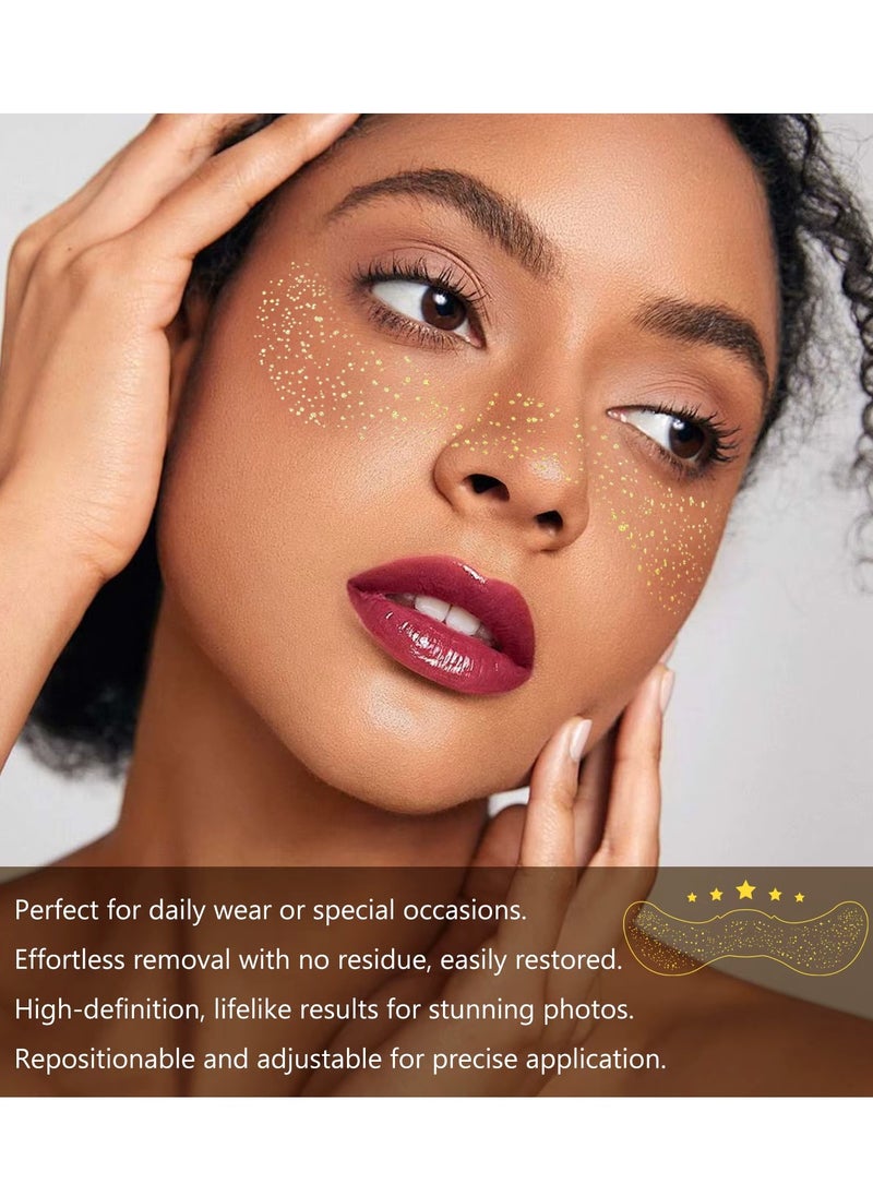 IKZEE 10Pcs Makeup Patches Gold Glitter Freckles for Face Glow Up Makeup Patches Face Glitter Speckles Patches Cute Glitter Makeup Accessories for Women Face Glitter Makeup Speckles 01  - Image 4