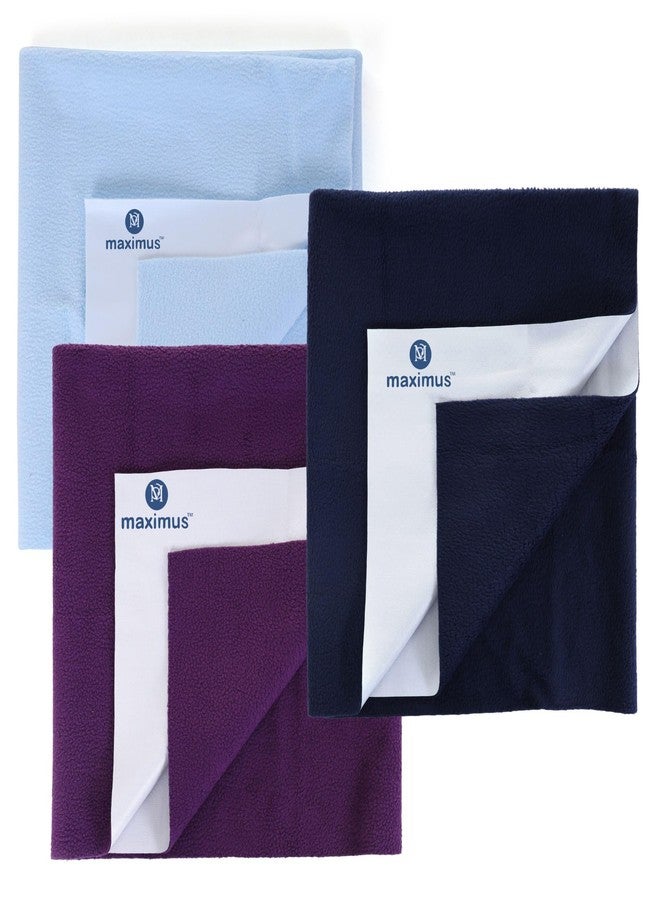 THE MAXIMUS Maximus Waterproof Quick Dry Sheet for Baby Pack of 3 | Bed Pad Extra Absorbent Washable Matress Protector | Bed Protector Sheet for Toddler Children (140x100cm) (NBLUE, SBLUE & Purple, Large) - Image 1