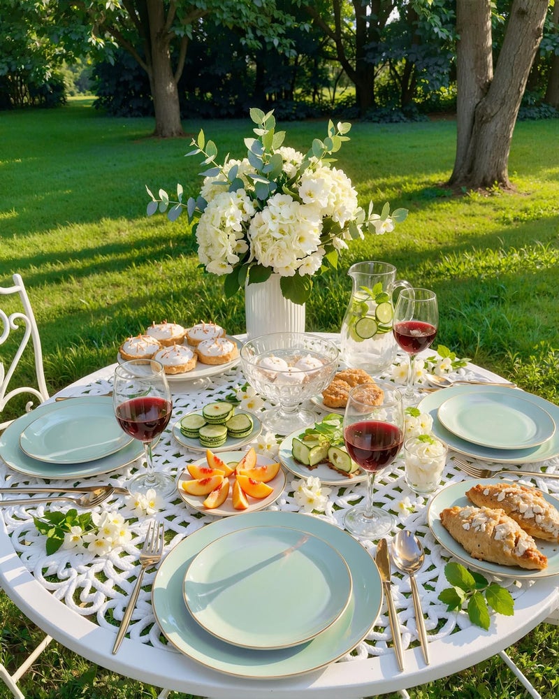 bUCLA 100PCS Green Plastic Plates - Sage Green Disposable with Gold Rim - Include 50 Pieces 10 inch Dinner & 50 Pieces 7 inch Dessert Plates, Ideal for Party, Easter, Daily Use & Spring - Image 4
