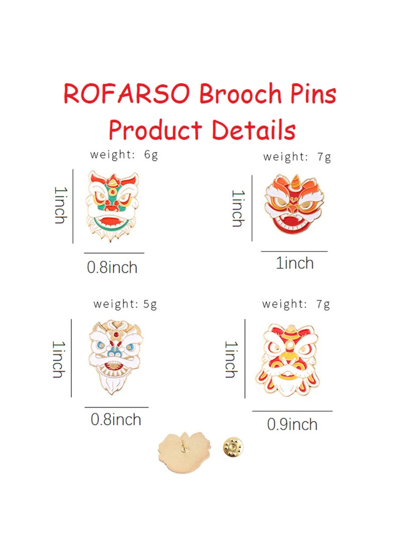 Chinese Lion Dance Enamel Pin Set for Kids Gift Cute Accessories for Backpacks Hats Bags 4 Pieces  - Image 2
