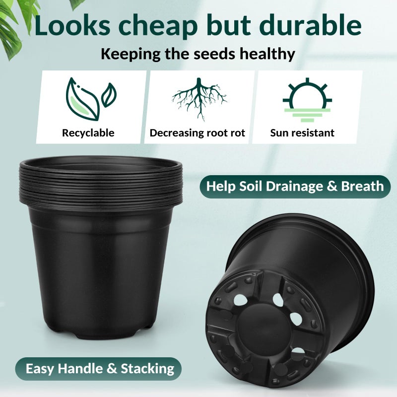 FUOAUYK 110pcs Small Plastic Palnt Pot, 4 Inch Nursery Pots with Drainage, Seedlings Starter Pots for Plants, Great for Herbs, Cuttings, and Starter Plants (4 inch) - Image 3