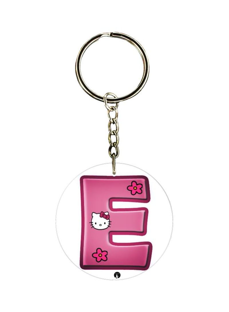 Initial E Designed Dual Sided Keychain