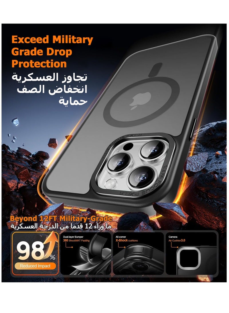 iPhone 15 Pro Max Magnetic MagSafe Case,【Full Shockproof Protection】Translucent Matte Back, Slim Phone Cover with Strong Magnet for Apple 15 Pro Max (2023)(Black) - Image 4