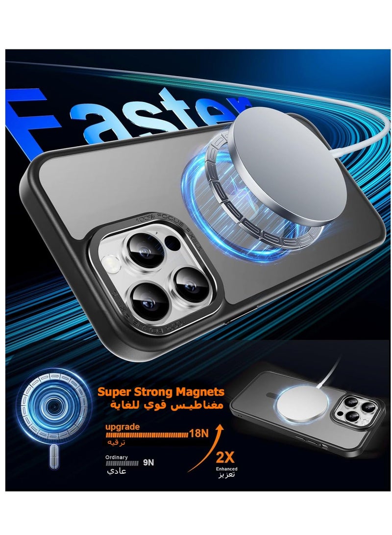 iPhone 15 Pro Max Magnetic MagSafe Case,【Full Shockproof Protection】Translucent Matte Back, Slim Phone Cover with Strong Magnet for Apple 15 Pro Max (2023)(Black) - Image 2