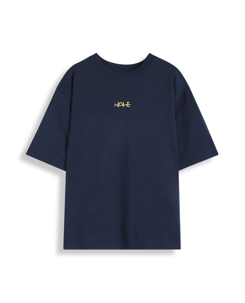 Rare Ones Rare Ones Kids Bany Navy Cotton Half Sleeves Crew Neck Oversized Fit Graphic Back Print T-Shirt