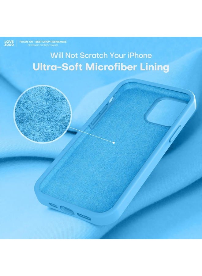 LOVE 3000 Designed for iPhone 12 Case/iPhone 12 Pro Case, Premium Silicone with [Soft Anti-Scratch Microfiber Lining] Shockproof Protective Phone Case for Men Women Girls 6.1", Blue - Image 5