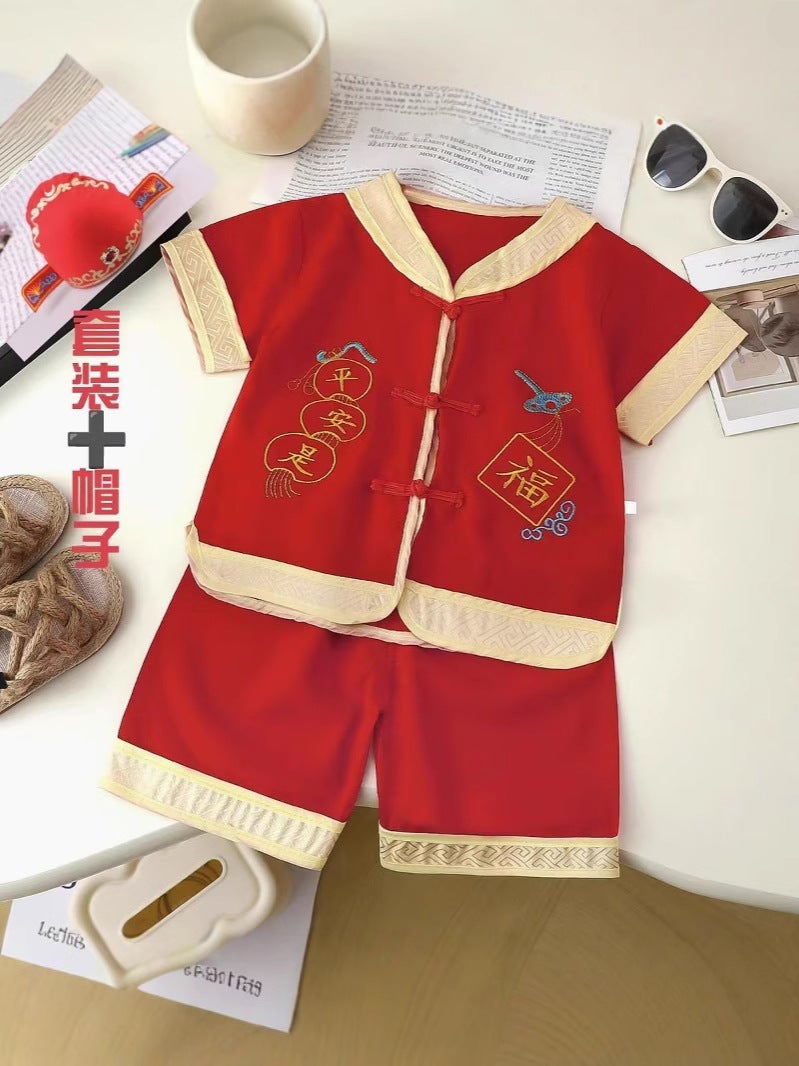 One-Year-Old Clothing Female Treasure Grabs Zhou Baby One-Year-Old Clothing Boys Summer Tang Suit Chinese Birthday Style Summer Wear - Image 5