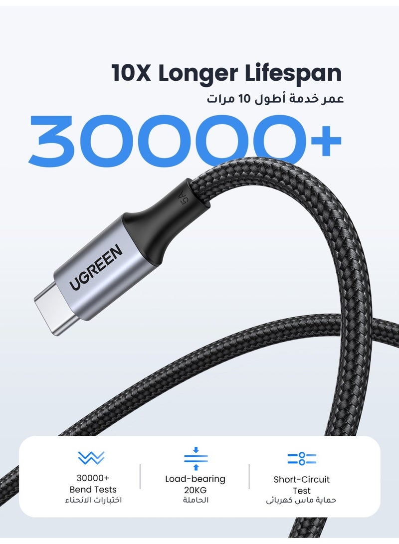 Ugreen 100W Type C Cable 2M, Type C Charger Cable USB C to USB C, Braided Cable Type C with Aluminum Shell, USB Cable for iPhone 17/16/15 Plus/Pro/Pro Max, MacBook Pro/Air, iPad Pro/Air, Samsung GalaxyS26 S25 S24+/FE/Ultra, Huawei Mate/Pura,Dell,HP,Lenovo Laptop and More 2m 100W Black - Image 4