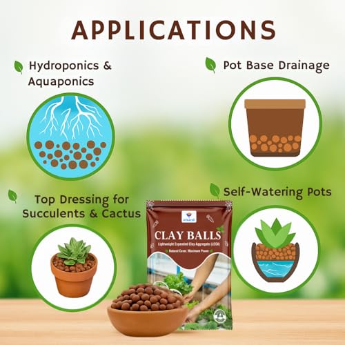 Utkarsh LECA Clay Balls for Plants - 900 gm/3 Litre, Hydroton Balls to Improve Aeration & Drainage in Soil, Used for Hydroponics, Aquaponics, Indoor and Outdoor Pots, Soilless Gardening, Size: 8-15 mm - Image 3