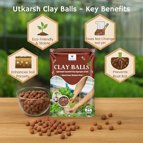 Utkarsh LECA Clay Balls for Plants - 900 gm/3 Litre, Hydroton Balls to Improve Aeration & Drainage in Soil, Used for Hydroponics, Aquaponics, Indoor and Outdoor Pots, Soilless Gardening, Size: 8-15 mm - Image 2