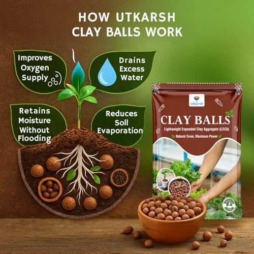 Utkarsh LECA Clay Balls for Plants - 900 gm/3 Litre, Hydroton Balls to Improve Aeration & Drainage in Soil, Used for Hydroponics, Aquaponics, Indoor and Outdoor Pots, Soilless Gardening, Size: 8-15 mm - Image 4