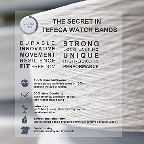Tefeca Unity Series Elastic Compatible/Replacement Band for Apple Watch/Apple Watch Ultra (Black, Ultra Wide XL fits 7.5-8.0 inch wrist, 49mm/45mm/44mm/42mm) - Image 5