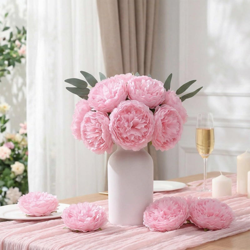 Suncalla 50 Pcs Artificial Peony Rose Flowers Heads 4.7 Inches Silk Fake Peony Head Flowers for Wedding Bridal Bouquet Home Floral DIY Centerpieces Arrangements Party Tables Decorations (Pink) - Image 4