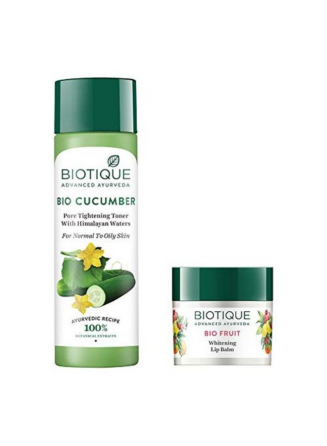 Biotique Bio Fruit Whitening Lip Balm 12G And Bio Cucumber Pore Tightening Toner 120Ml (Pack Of 2) - Image 2