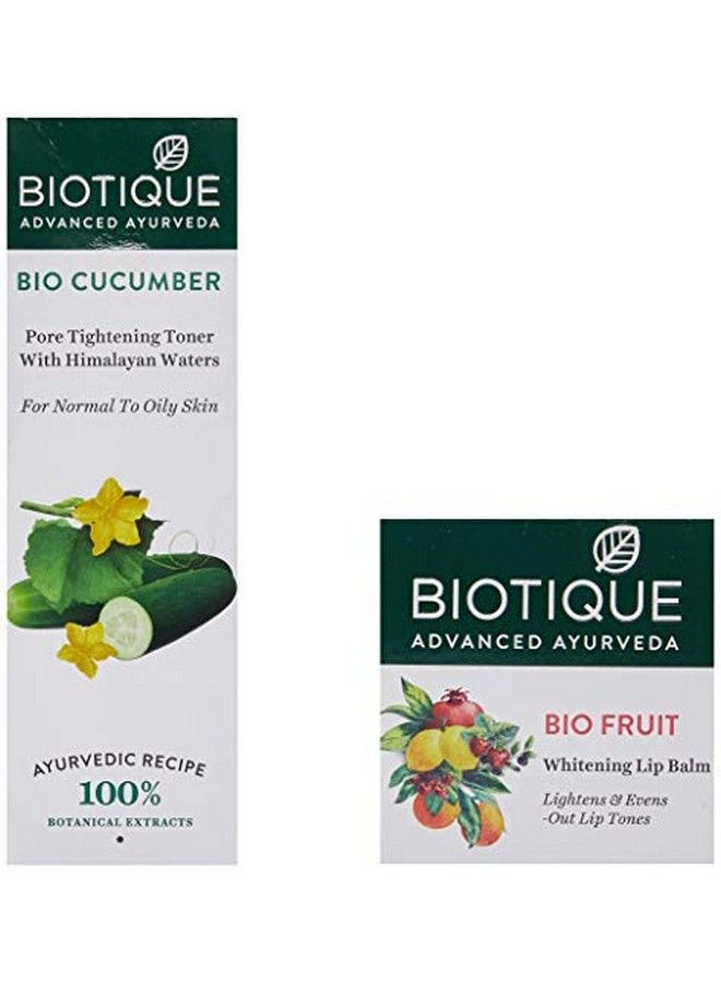 Biotique Bio Fruit Whitening Lip Balm 12G And Bio Cucumber Pore Tightening Toner 120Ml (Pack Of 2) - Image 3