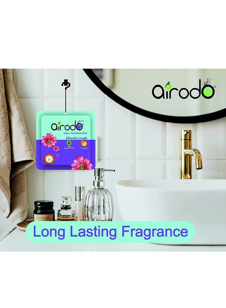 airodo Premium Air Freshener Power Pocket Gel For Bathrooms,Toilets, Cars,Home,Office and Small Spaces|Instant & Long Lasting Fragrance|Germ Protection|Odor Eliminator|24h Protection|Compact Hanging Scent Pouch|Lasts Up to 30 Days (Floral Crush, Pack of 5) - Image 3