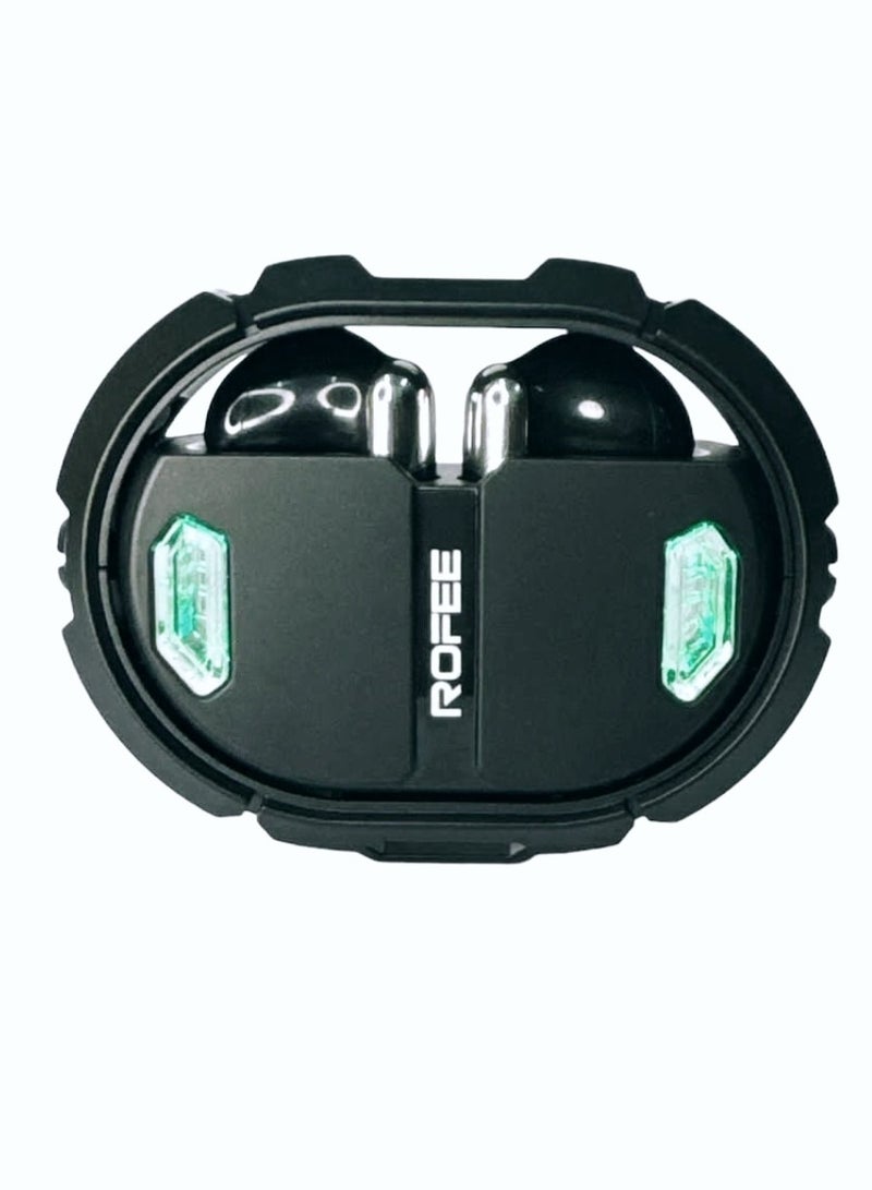 روفی سماعات الألعاب ROFEE Wireless G06 باللون الأسود مع أضواء متعددة الألوان - Image 1