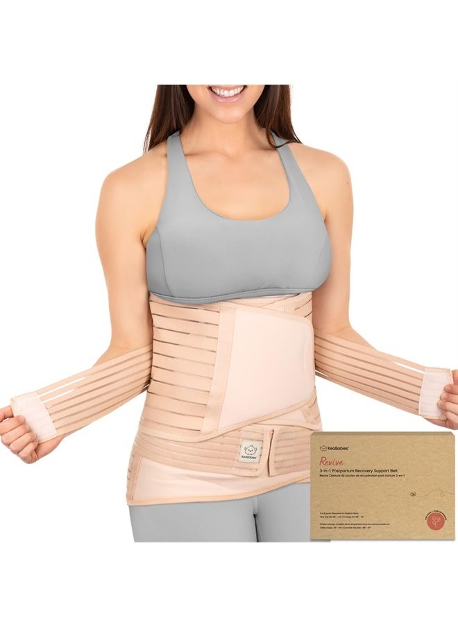 KeaBabies 3 in 1 Postpartum Belly Support Recovery Wrap - Postpartum Belly Band, After Birth Brace, Slimming Girdles, Body Shaper Waist Shapewear, Post Surgery Pregnancy Belly Support Band (Classic Ivory, M/L)  - Image 1