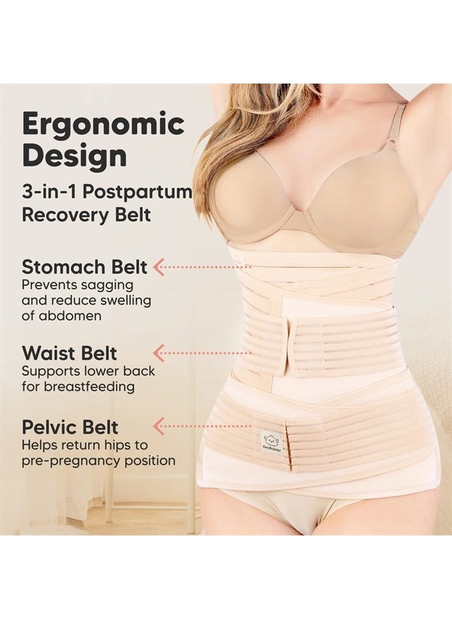 KeaBabies 3 in 1 Postpartum Belly Support Recovery Wrap - Postpartum Belly Band, After Birth Brace, Slimming Girdles, Body Shaper Waist Shapewear, Post Surgery Pregnancy Belly Support Band (Classic Ivory, M/L)  - Image 2