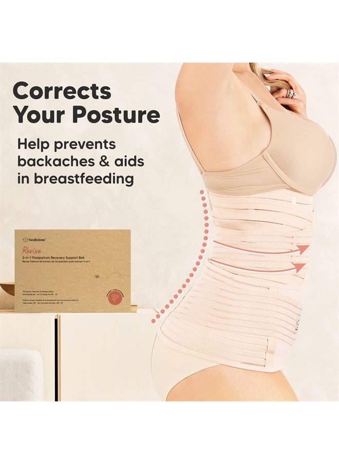 KeaBabies 3 in 1 Postpartum Belly Support Recovery Wrap - Postpartum Belly Band, After Birth Brace, Slimming Girdles, Body Shaper Waist Shapewear, Post Surgery Pregnancy Belly Support Band (Classic Ivory, M/L)  - Image 4